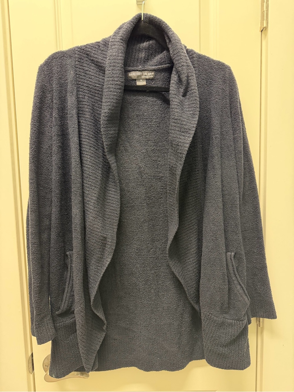 Barefoot Dreams Cozy Open-Front Shawl Collar Sweater - black